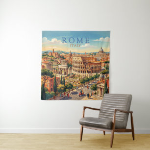 Rome Italy Colosseum Travel Art Vintage Tapestry