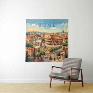 Rome Italy Colosseum Travel Art Vintage Tapestry
