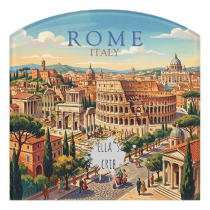 Rome Italy Colosseum Travel Vintage Personalize Door Sign
