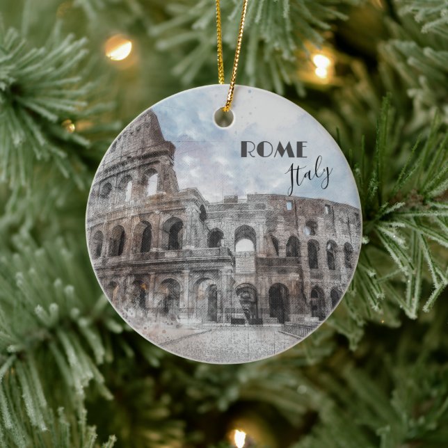 Rome Italy Colosseum Vintage Ceramic Ornament  (Tree)