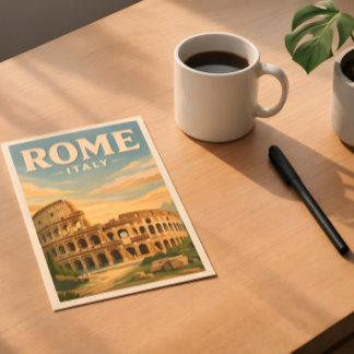 Rome Italy Colosseum Vintage Travel Postcard
