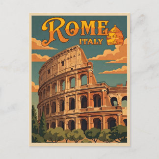 Rome Italy Colosseum Vintage Travel Postcard