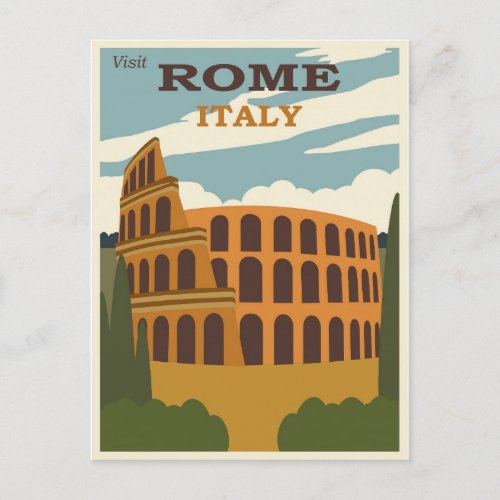 Rome Italy Colosseum Vintage Travel Postcard
