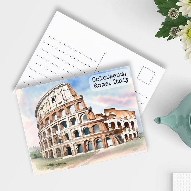 Rome, Italy Colosseum Vintage Watercolor Travel Postcard (Creator Uploaded)