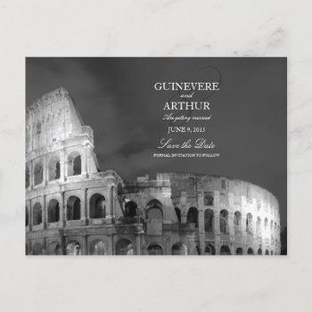 Rome Italy Colosseum Wedding Save The Date Announcement Postcard by loveisthething at Zazzle