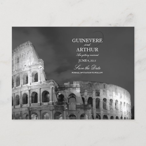 Rome Italy Colosseum Wedding Save the Date Announcement Postcard