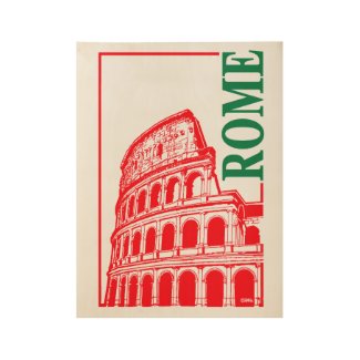 Rome, Italy Colosseum Wood Poster