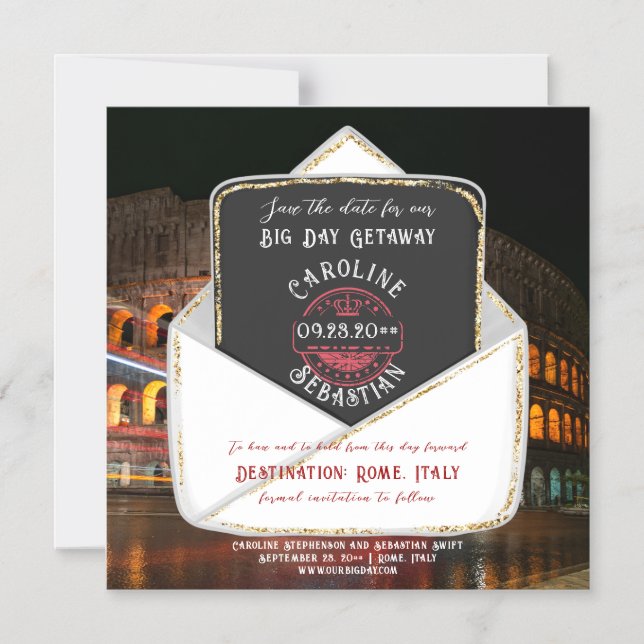 Rome Italy Destination Wedding Save The Date Magnetic Invitation (Front)