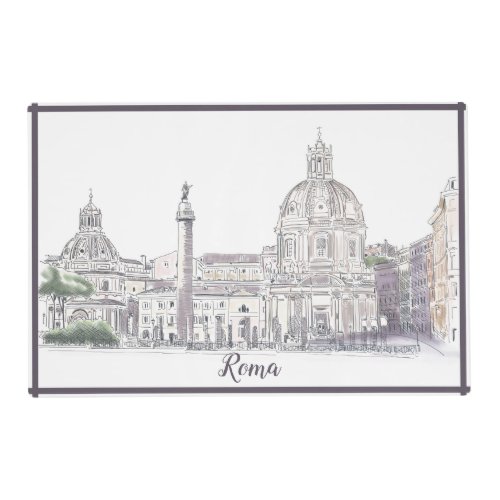 Rome Italy Dome and Obelisk in Violet Ink Sketch Placemat