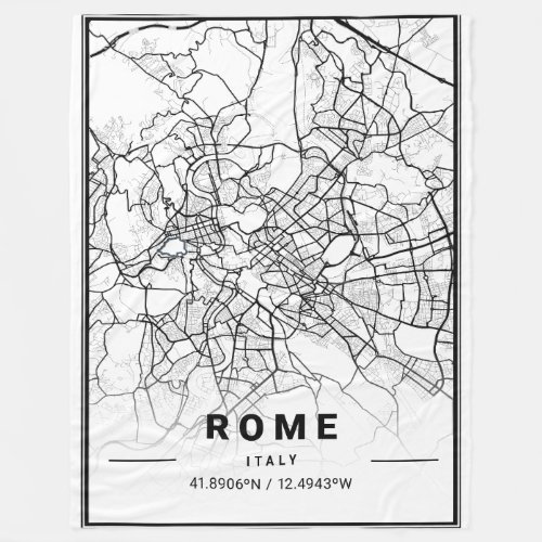 Rome Italy Europe City Map  Modern Minimalist Art Fleece Blanket