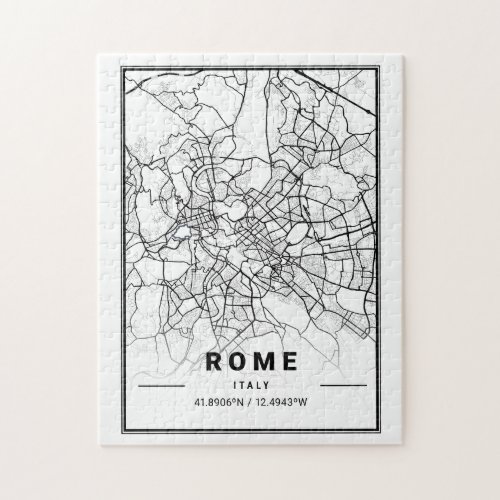 Rome Italy Europe City Map Modern Minimalist Art Jigsaw Puzzle
