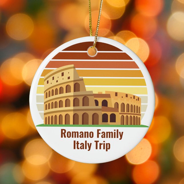 Rome Italy Family Trip Colosseum Sunset Custom Ceramic Ornament (Creator Uploaded)