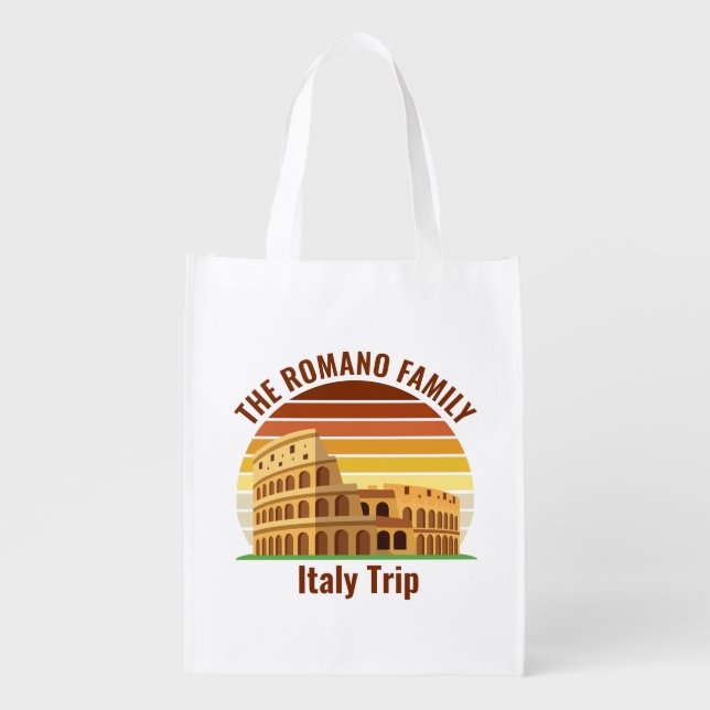 Rome Italy Family Trip Colosseum Sunset Custom Grocery Bag (Front)