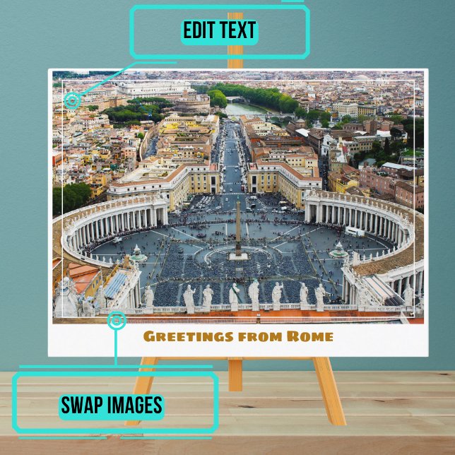 Rome Italy Featuring the Vatican Postcard (Instead of buying postcards, use this template to customize text & share your own photo.)