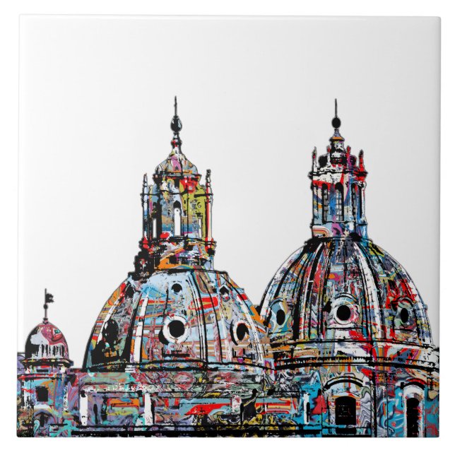 Rome, Italy in graffiti Tile (Front)