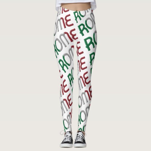 Rome Italy Italian Flag Colors Typography Pattern Leggings