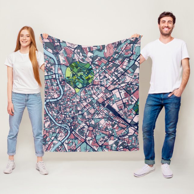 Rome Italy Map Fleece Blanket (In Situ)