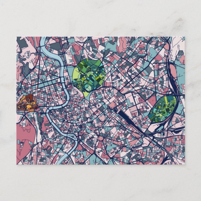 Rome Italy Map Postcard (Front)