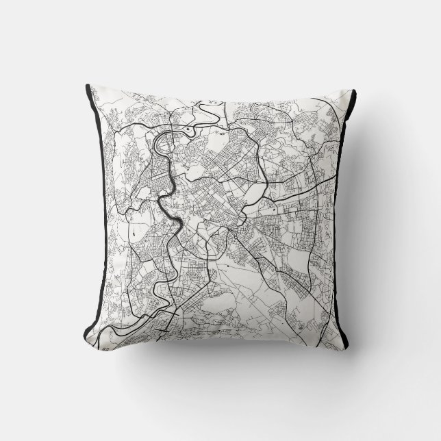 Rome Italy Map Throw Pillow (Front)
