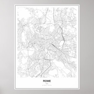 Rome, Italy, Minimalist Map Poster (Style 2)