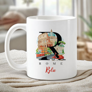 Rome Italy Monogram Letter R Personalized Gift Coffee Mug