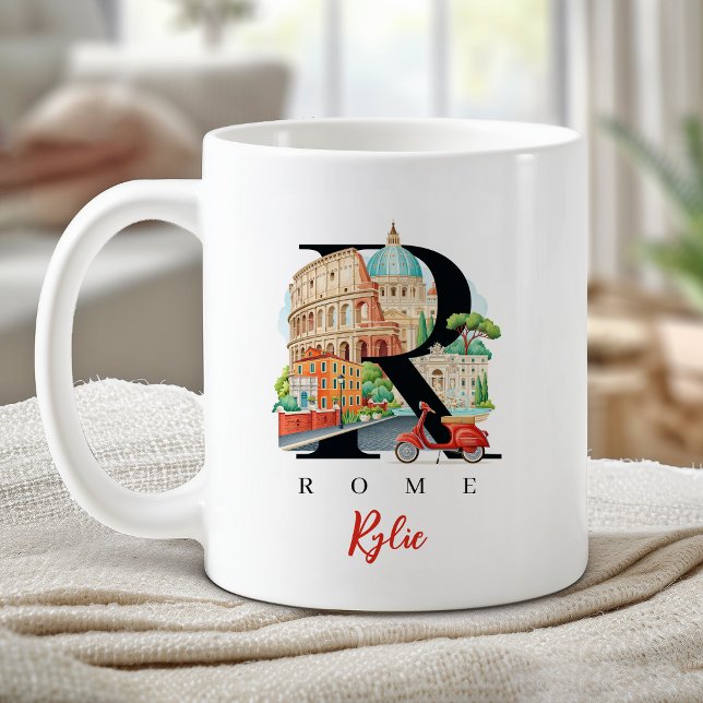 Rome Italy Monogram Letter R Personalized Gift Coffee Mug (Rome Italy Monogram Letter R Personalized Gift Coffee Mug)