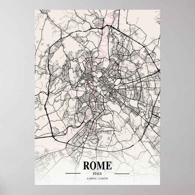 Rome - Italy Neapolitan City Map Poster (Front)