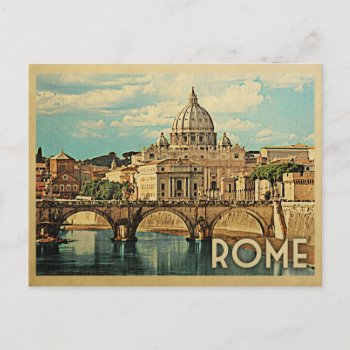 Rome Italy Postcard Vintage Travel by Flospaperie at Zazzle