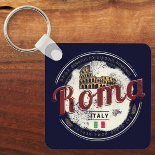 Rome Italy Retro Colosseum Vintage Holiday Keychain