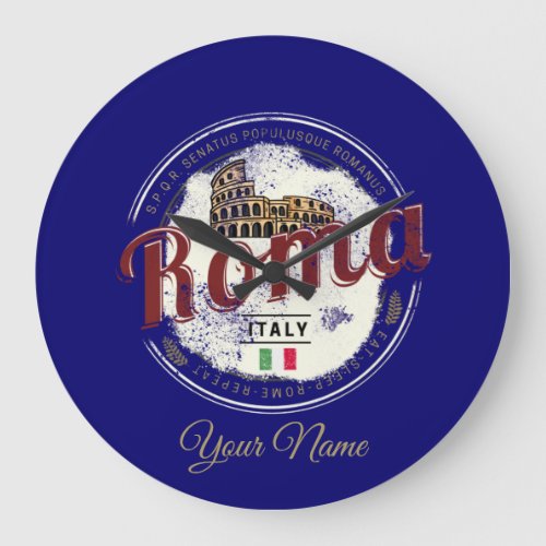 Rome Italy Retro Colosseum Vintage Holiday Large Clock