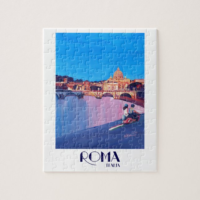 Rome Italy Retro Poster Jigsaw Puzzle (Vertical)