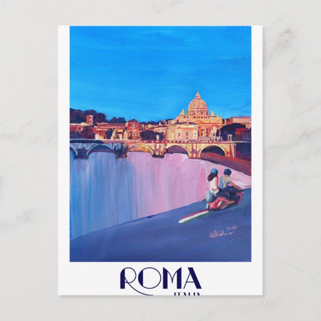 Rome Italy Retro Poster Postcard (Front)