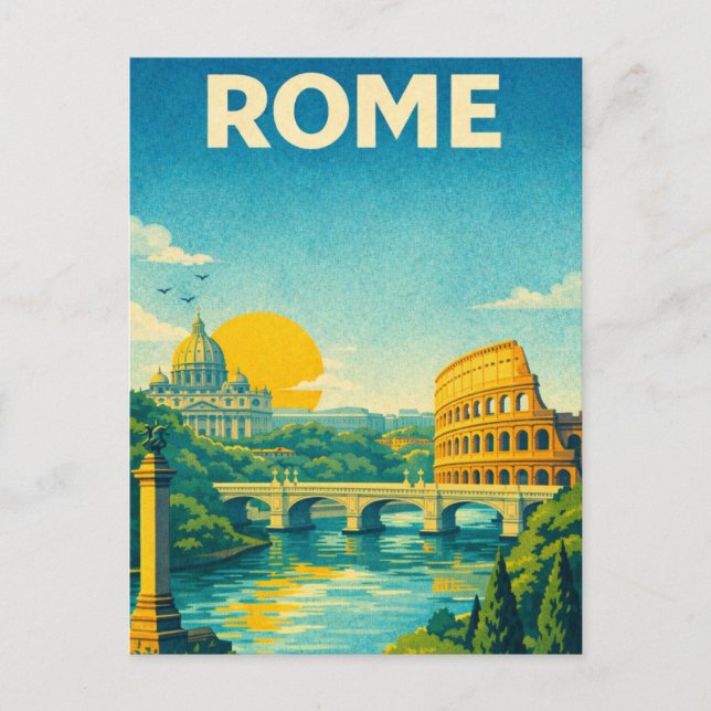 Rome Italy Retro Travel Postcard (Front)
