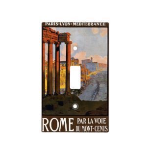 Rome Italy Roman Forum at Dawn, Vintage Travel Art Light Switch Cover