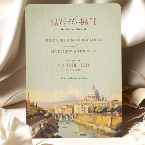 Rome Italy Romantic Retro Save_the_Date Invitation