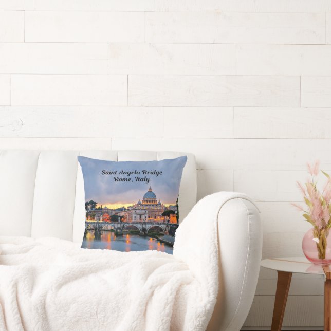 Rome, Italy - Saint Angelo Bridge, Throw Pillow (Couch)