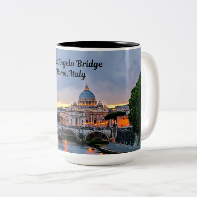 Rome, Italy - Saint Angelo Bridge, Two-Tone Coffee Mug (Front Right)
