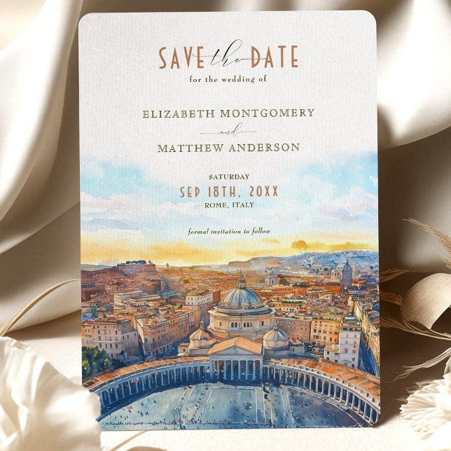 Rome Italy Save the Date St. Peter's Basilica Invitation (Creator Uploaded)