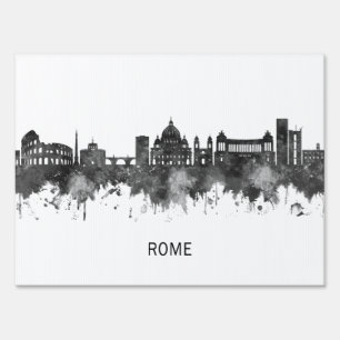 Rome Italy Skyline BW Sign