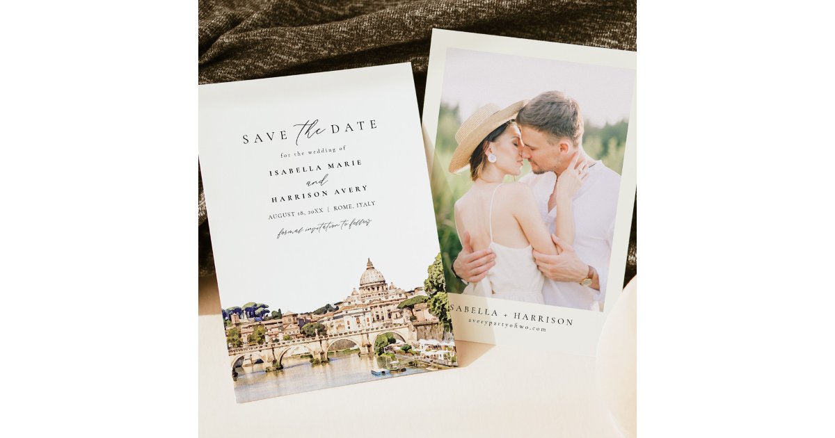 ROME Italy Skyline Destination Save the Date Invitation | Zazzle
