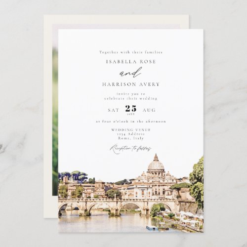 ROME Italy Skyline Destination Wedding Invitation