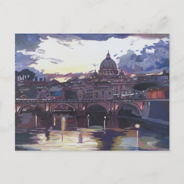 Rome Italy Spectacular Sunset over Vatican Postcard (Front)