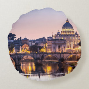 Rome Italy - St Peters Cathedral Round Pillow