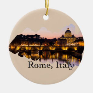 Rome, Italy: The Romantic City at Night Ceramic Ornament
