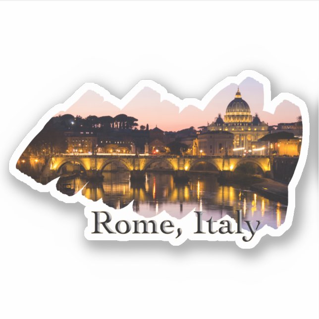 Rome, Italy: The Romantic City at Night Sticker (Front)