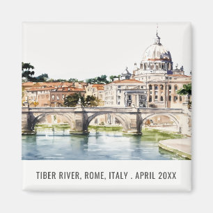 Rome Italy Tiber River Watercolor Italian Travel Magnet