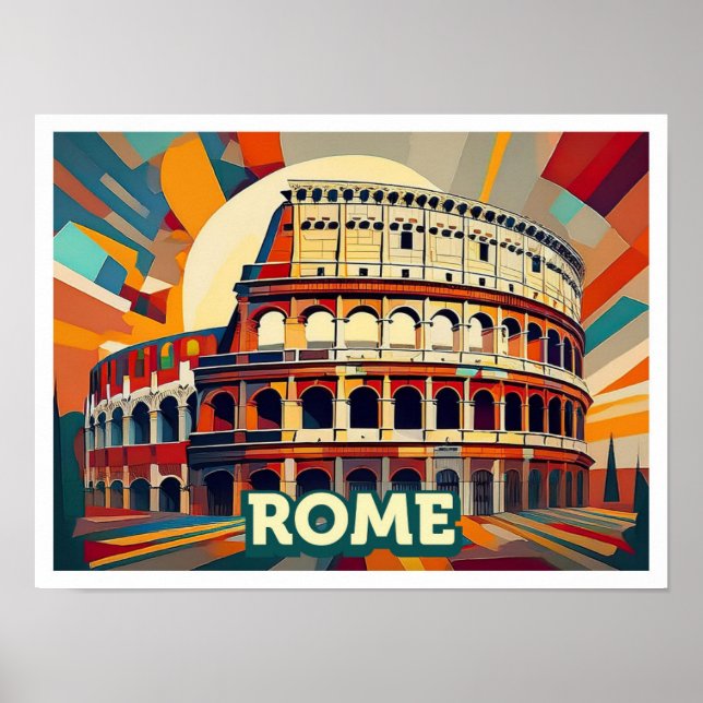 Rome Italy Travel artistic colorful Poster (Front)