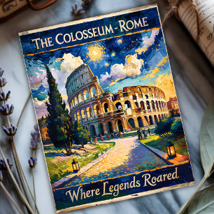 Rome Italy Travel Colosseum Starry Night Van Gogh Postcard