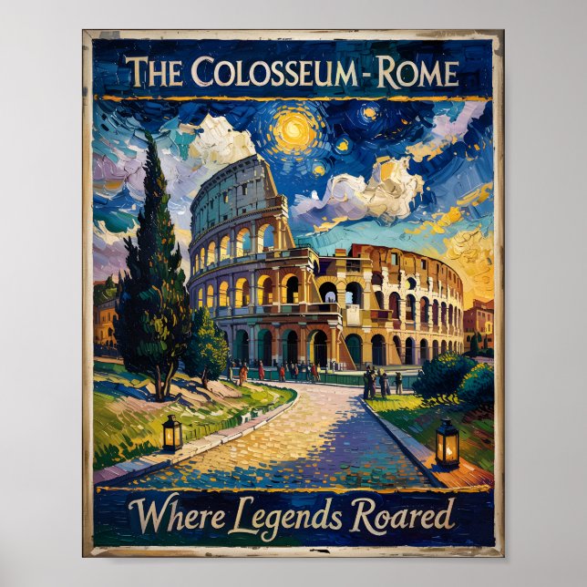 Rome Italy Travel Colosseum Starry Night Van Gogh Poster (Front)