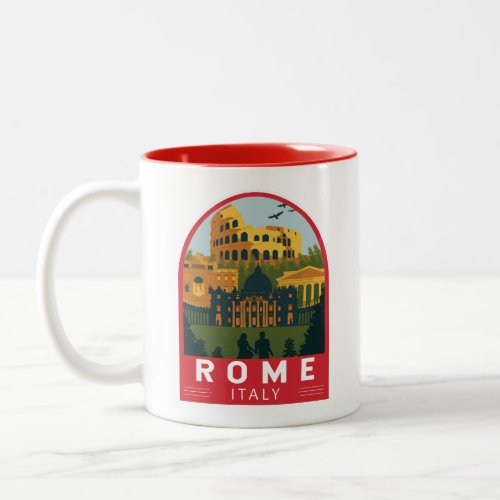 Rome Italy Travel Retro Emblem Two_Tone Coffee Mug